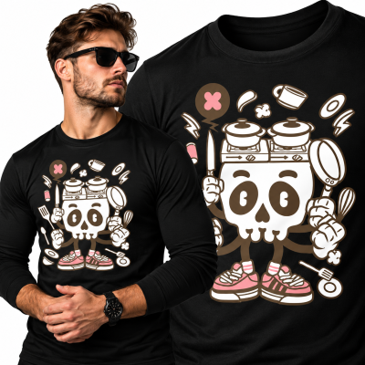 LONGSLEEVE ANIMOWANY COOKING SKULL